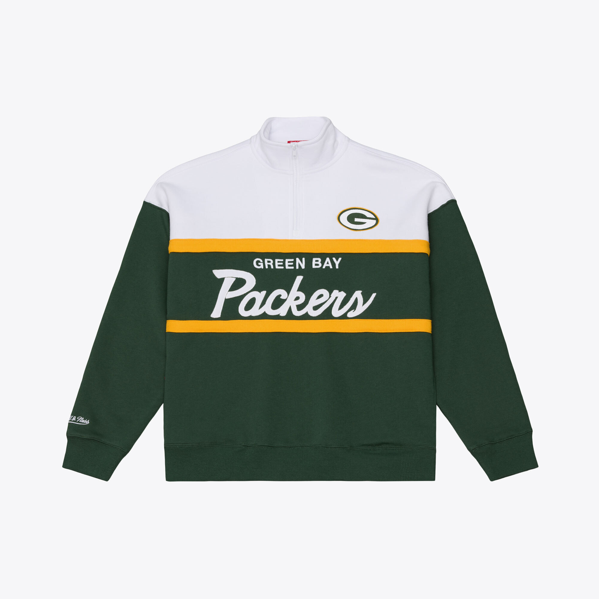 Women's Mitchell & Ness  Green Green Bay Packers Head Coach Quarter-Zip Pullover