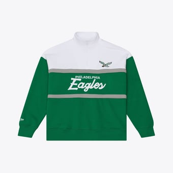 Women's Mitchell & Ness  Kelly Green Philadelphia Eagles Head Coach Quarter-Zip Pullover