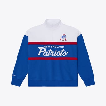 Women's Mitchell & Ness  Blue New England Patriots Head Coach Quarter-Zip Pullover