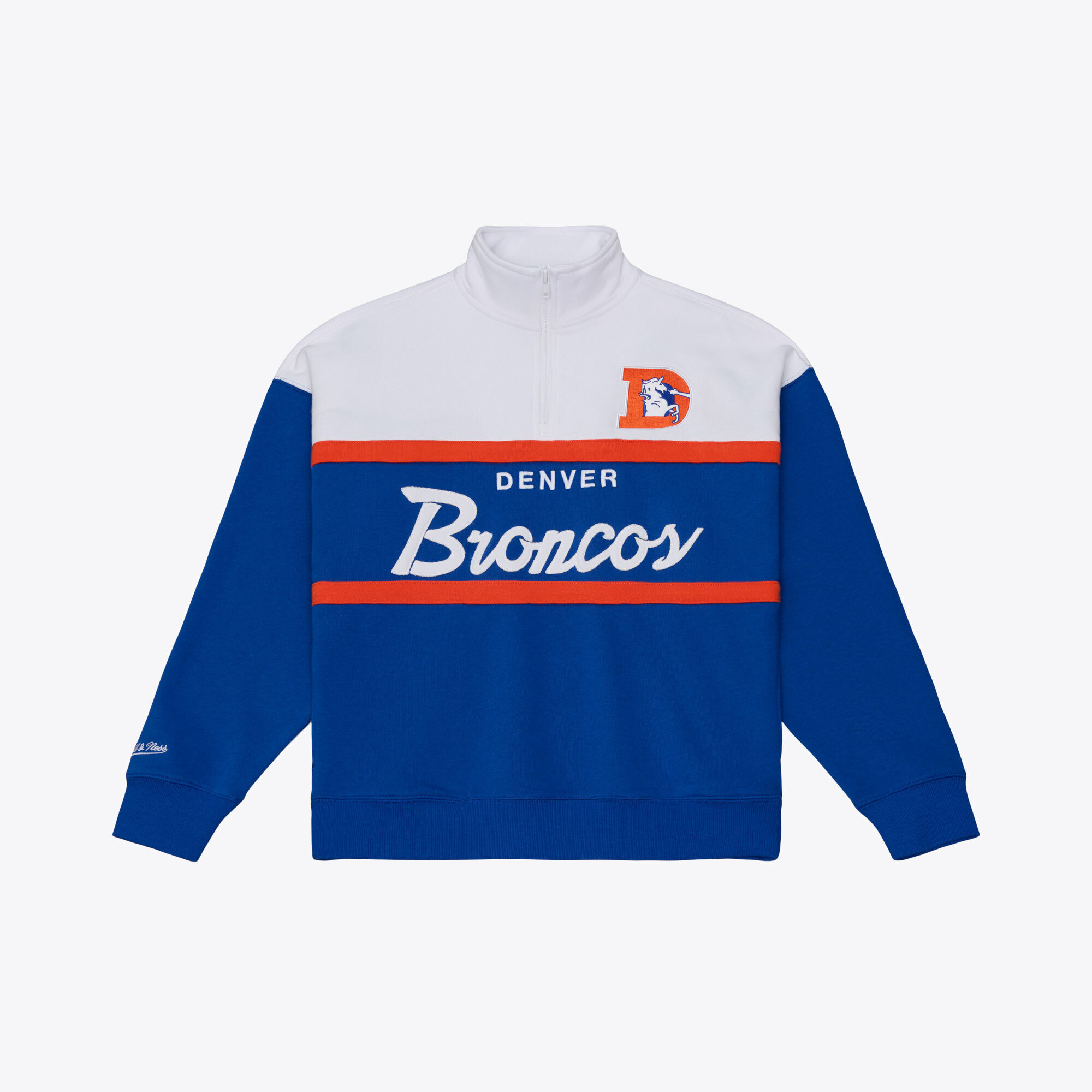 Women's Mitchell & Ness Blue Denver Broncos Head Coach Quarter-Zip Pullover