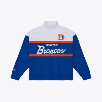 Women's Mitchell & Ness Blue Denver Broncos Head Coach Quarter-Zip Pullover