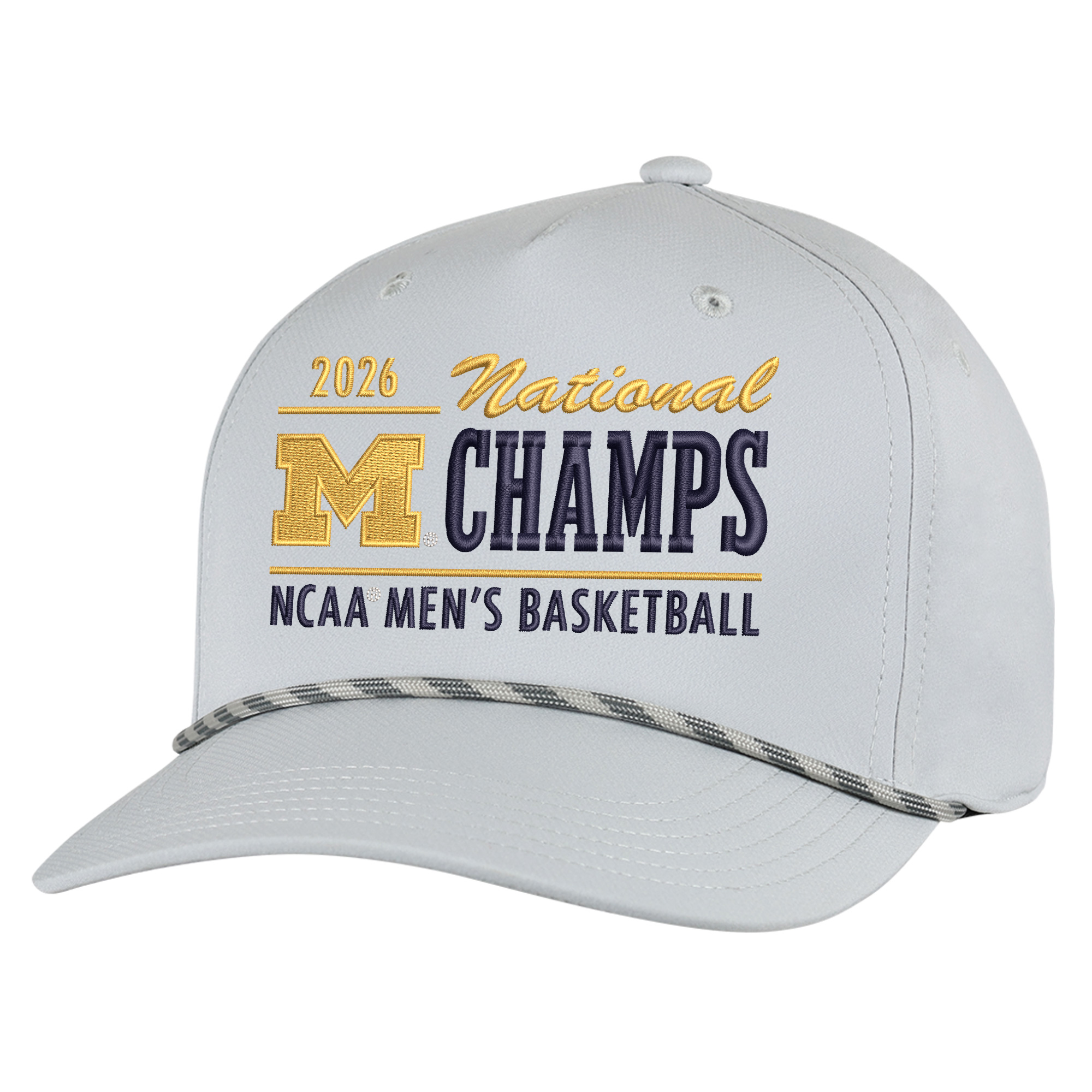 Men's Ahead Gray Michigan Wolverines 2026 NCAA Men's Basketball National Champions Alto Rope Adjustable Hat