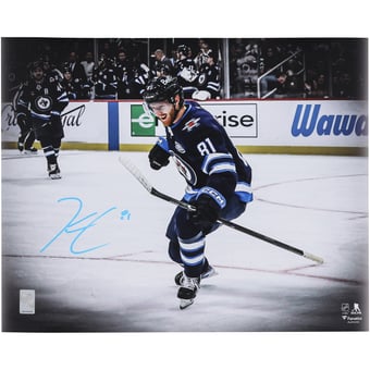 Kyle Connor Winnipeg Jets Autographed 16" x 20" Blue Jersey Celebration Spotlight Photograph