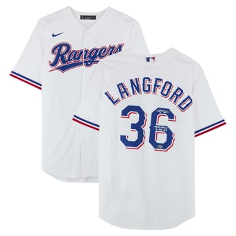 Wyatt Langford Texas Rangers Autographed White Nike Replica Jersey with "MLB Debut 3-28-24" Inscription