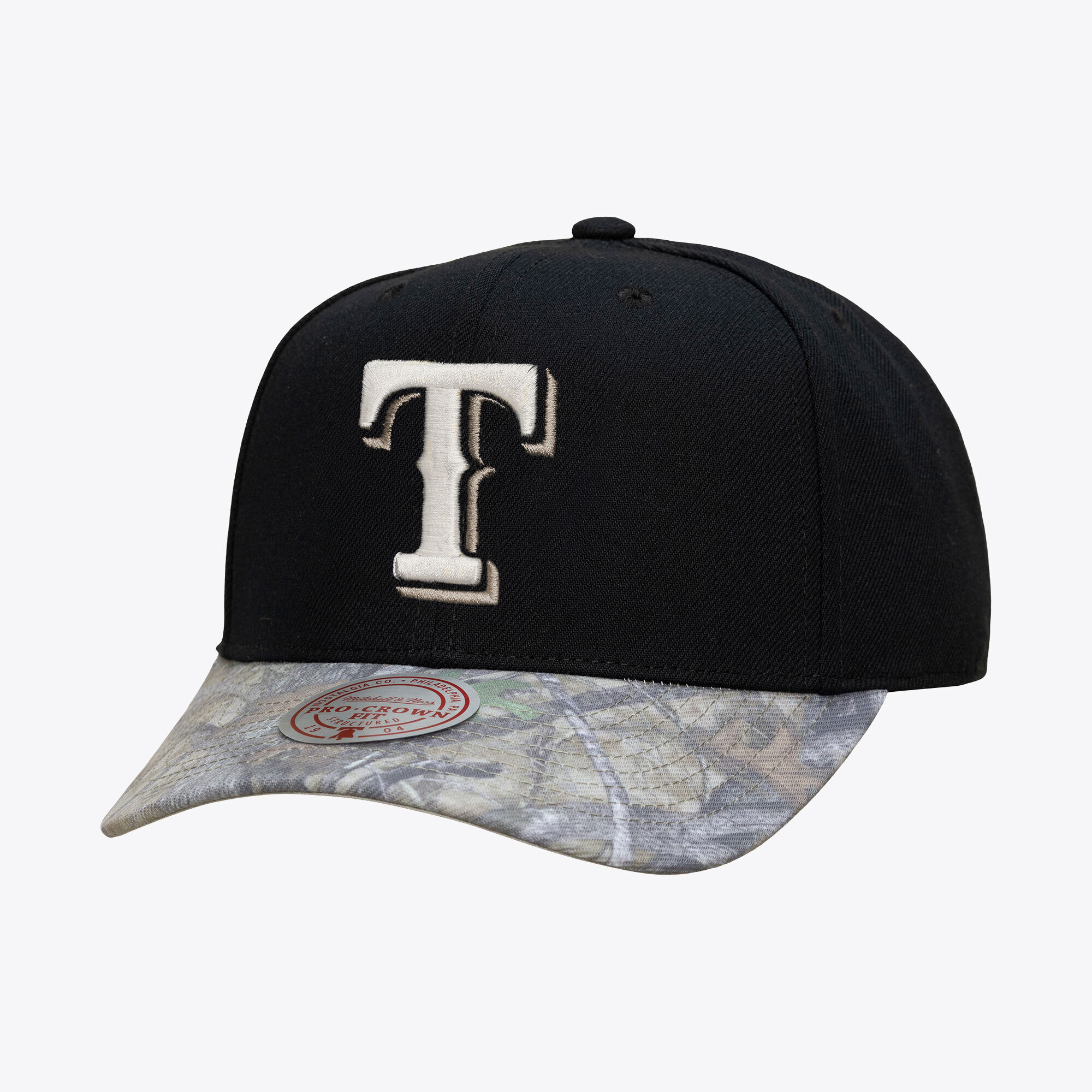 Men's Mitchell & Ness  Black Texas Rangers Midnight Timber Pro Snapback Hat