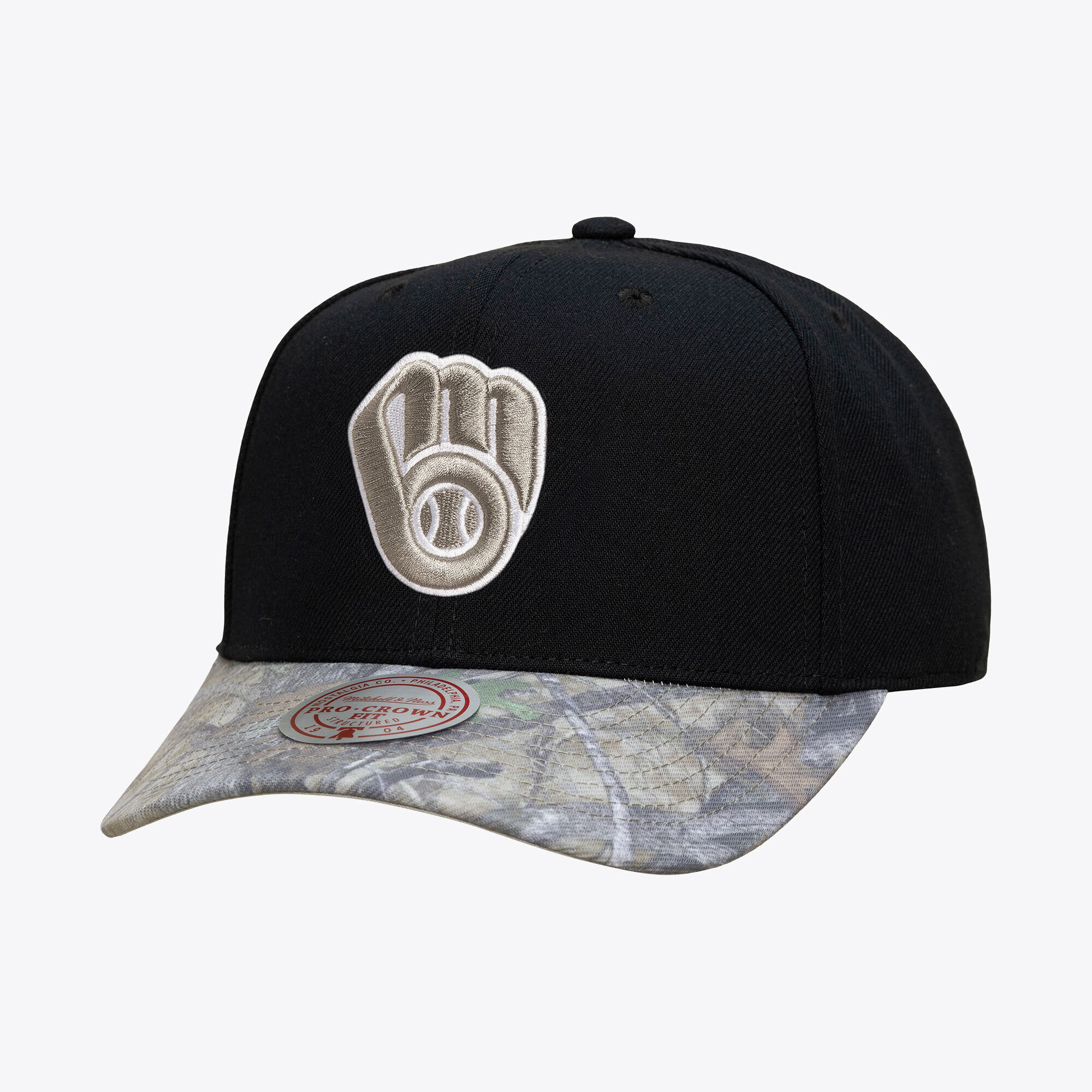 Men's Mitchell & Ness  Black Milwaukee Brewers Midnight Timber Pro Snapback Hat