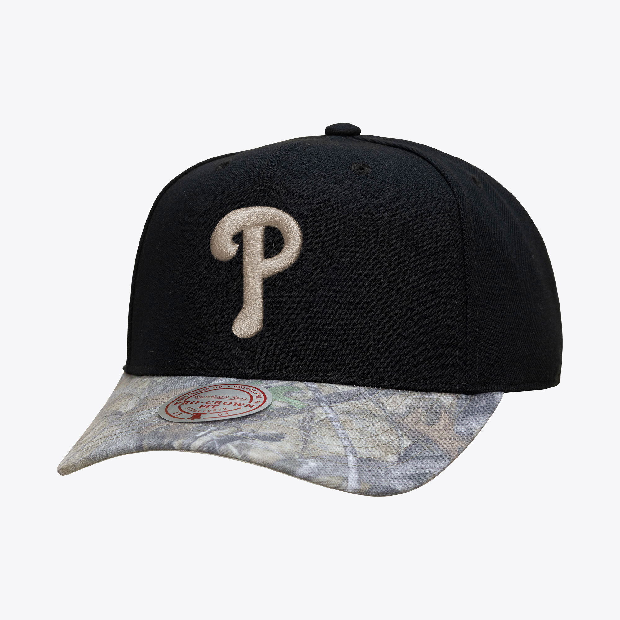 Men's Mitchell & Ness  Black Philadelphia Phillies Midnight Timber Pro Snapback Hat