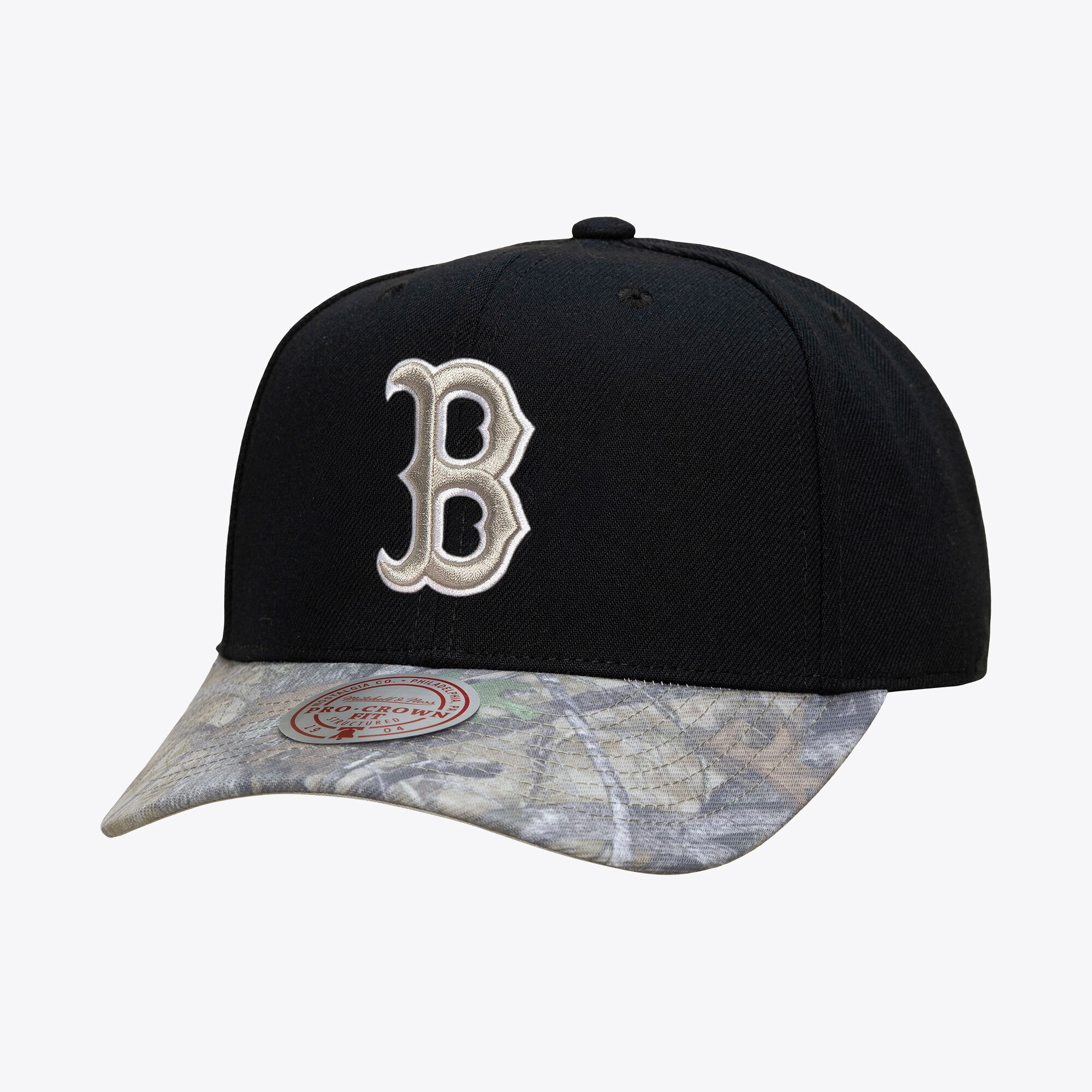 Men's Mitchell & Ness  Black Boston Red Sox Midnight Timber Pro Snapback Hat