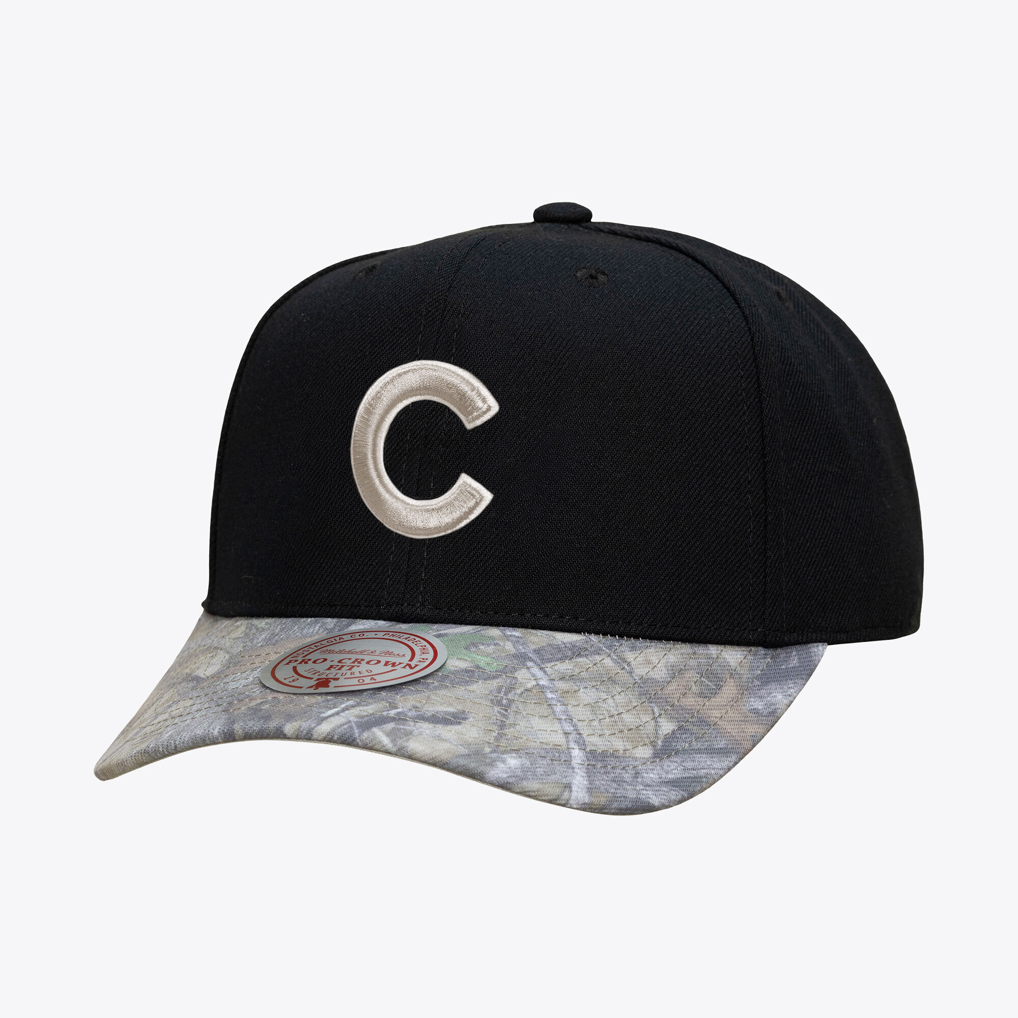 Men's Mitchell & Ness  Black Chicago Cubs Midnight Timber Pro Snapback Hat