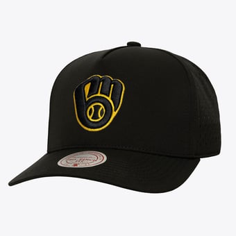 Men's Mitchell & Ness  Black Milwaukee Brewers Perfect Pop Pro Snapback Hat