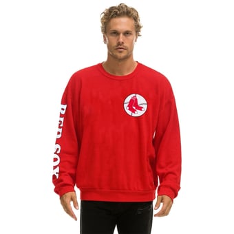 Unisex Aviator Nation x MLB Red Boston Red Sox Relaxed Tri-Blend Sweatshirt