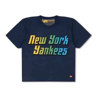 Women's Aviator Nation x MLB  Navy New York Yankees Cropped Boyfriend Tri-Blend T-Shirt