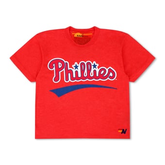 Women's Aviator Nation x MLB  Red Philadelphia Phillies Cropped Boyfriend Tri-Blend T-Shirt
