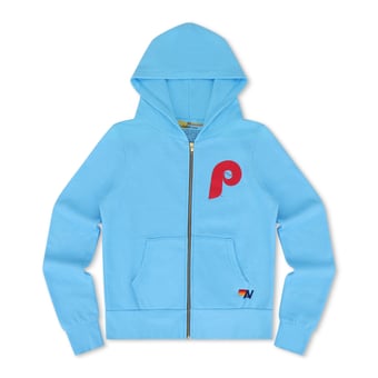 Unisex Aviator Nation x MLB Light Blue Philadelphia Phillies Tri-Blend Full-Zip Hoodie