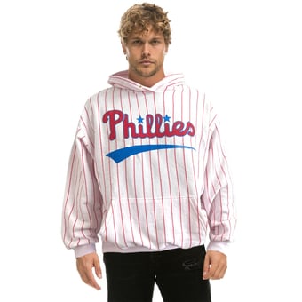 Unisex Aviator Nation x MLB White/Red Philadelphia Phillies Relaxed Pinstripe Tri-Blend Hoodie