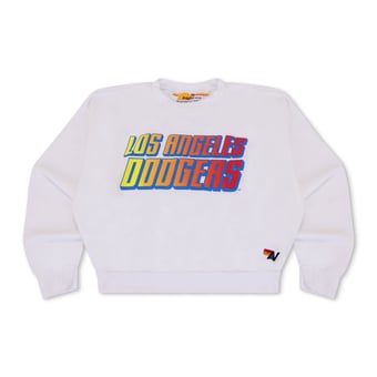 Unisex Aviator Nation x MLB White Los Angeles Dodgers Relaxed Tri-Blend Sweatshirt