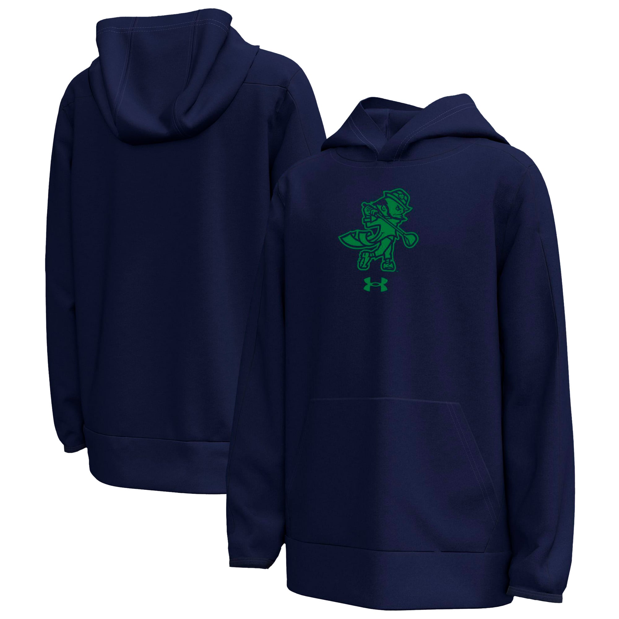 Youth Under Armour Navy Notre Dame Fighting Irish Golfing Leprechaun Fleece Performance Hoodie