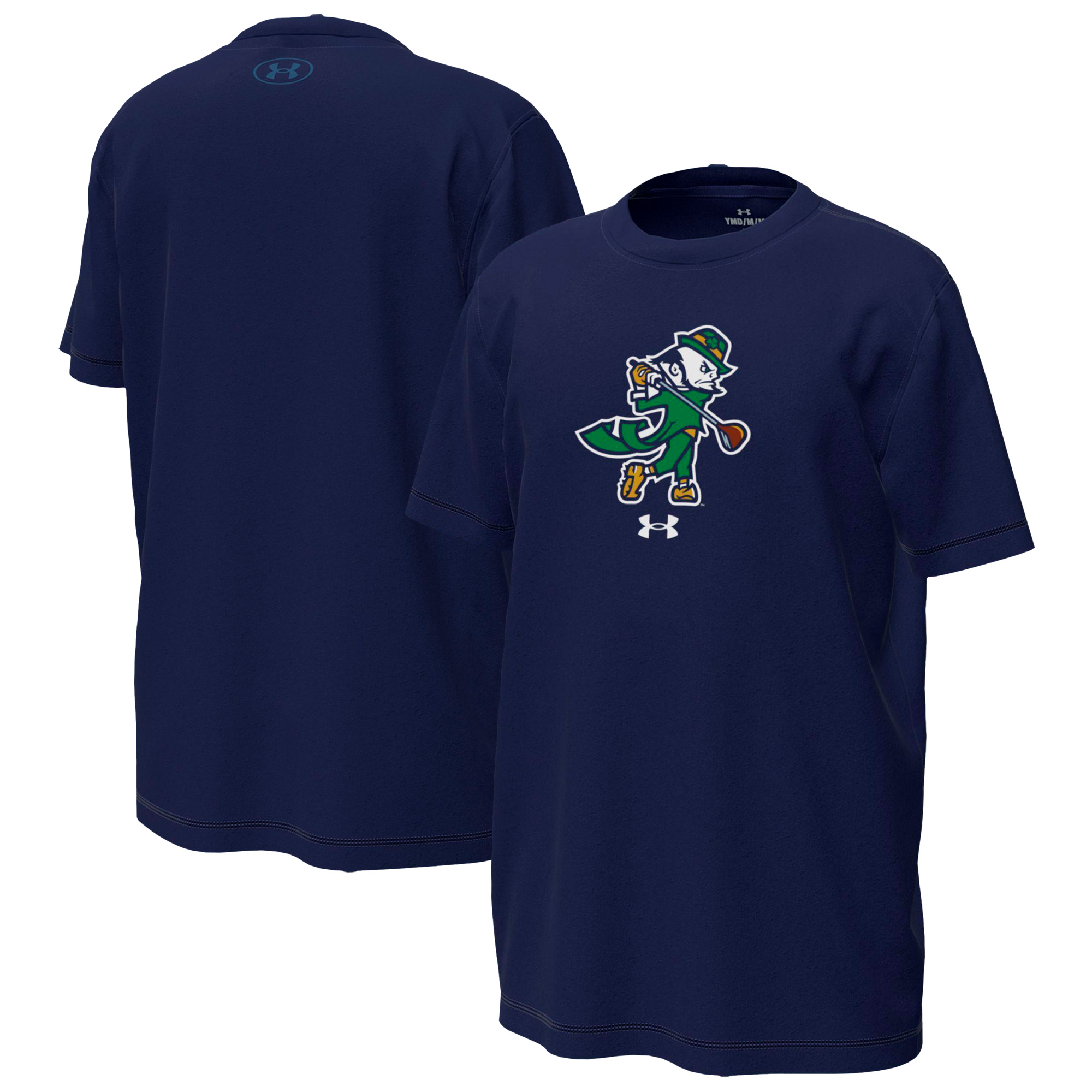Youth Under Armour Navy Notre Dame Fighting Irish Golfing Leprechaun Tech Stretch Performance T-Shirt