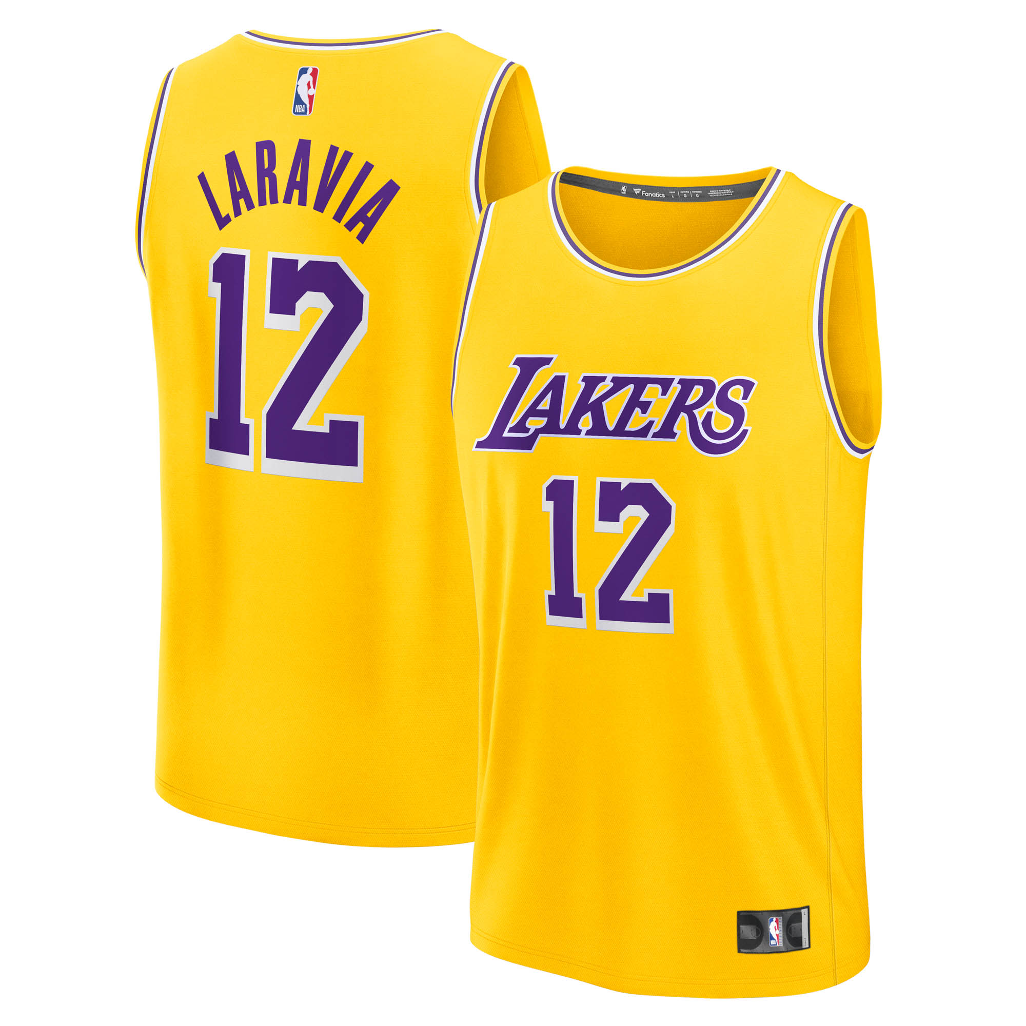 Men's Fanatics Jake LaRavia Gold Los Angeles Lakers Fast Break Replica Jersey - Icon Edition