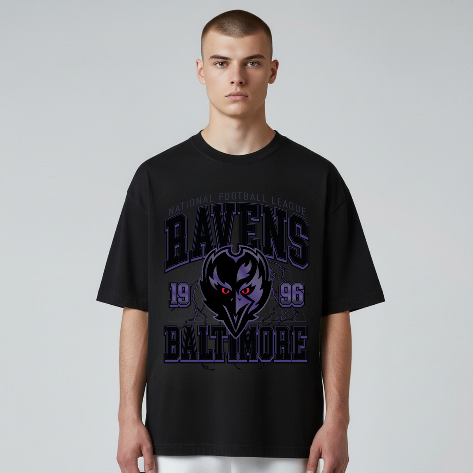 Unisex The Wild Collective Black Baltimore Ravens Front Facing T-Shirt