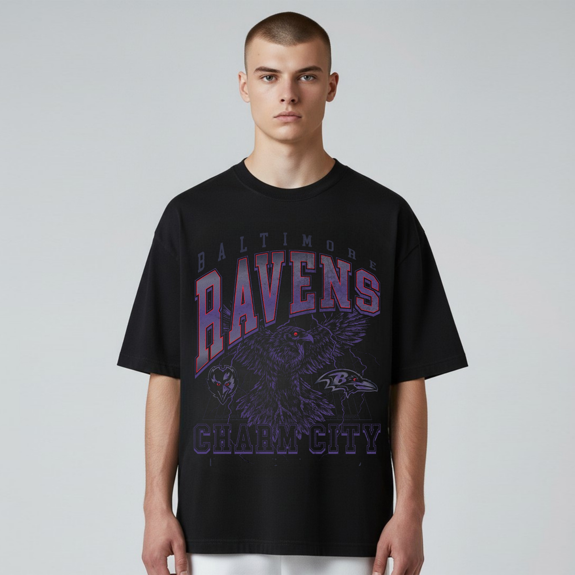 Unisex The Wild Collective  Black Baltimore Ravens Charm City Football T-Shirt