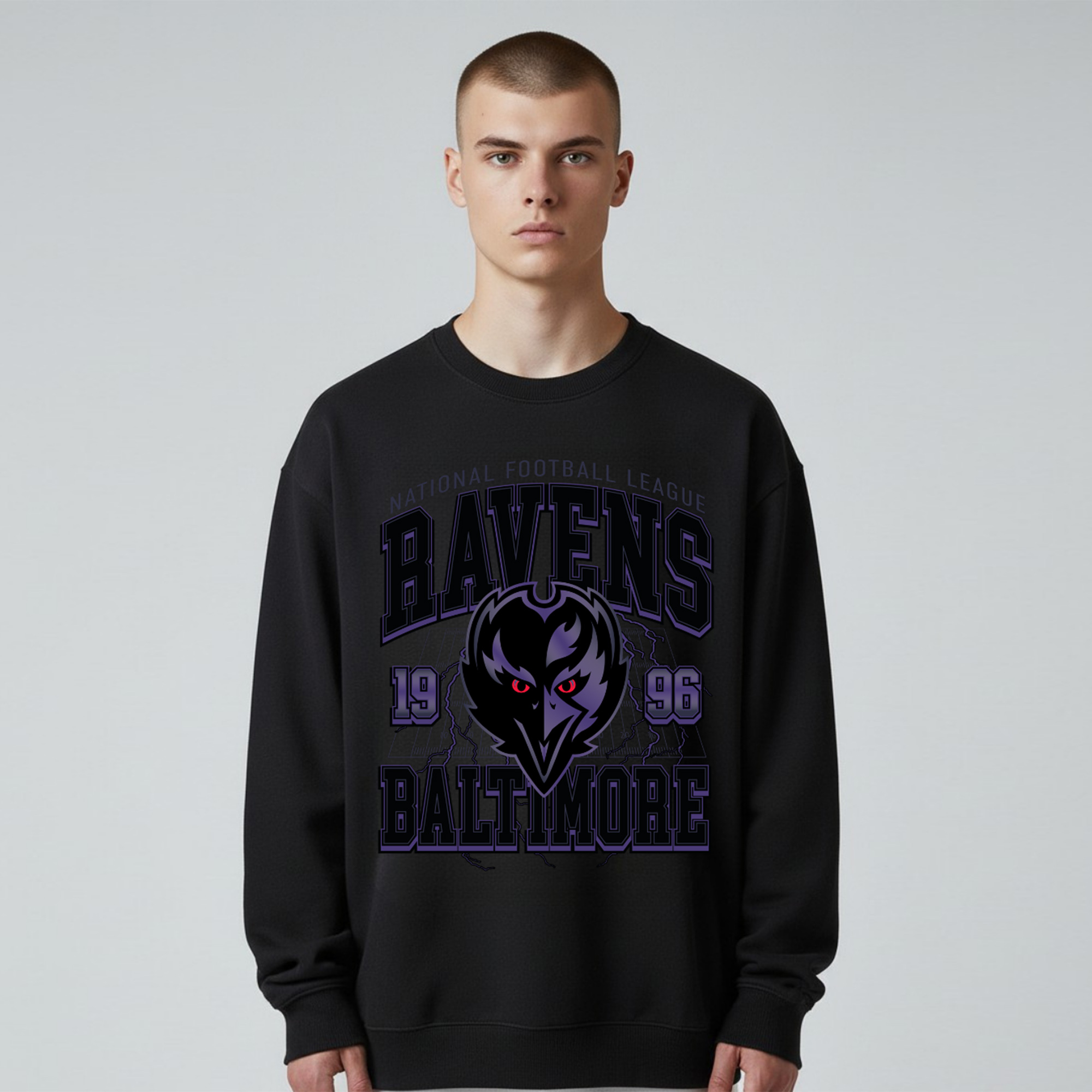Unisex The Wild Collective  Black Baltimore Ravens Front Facing Fleece Sweatshirt