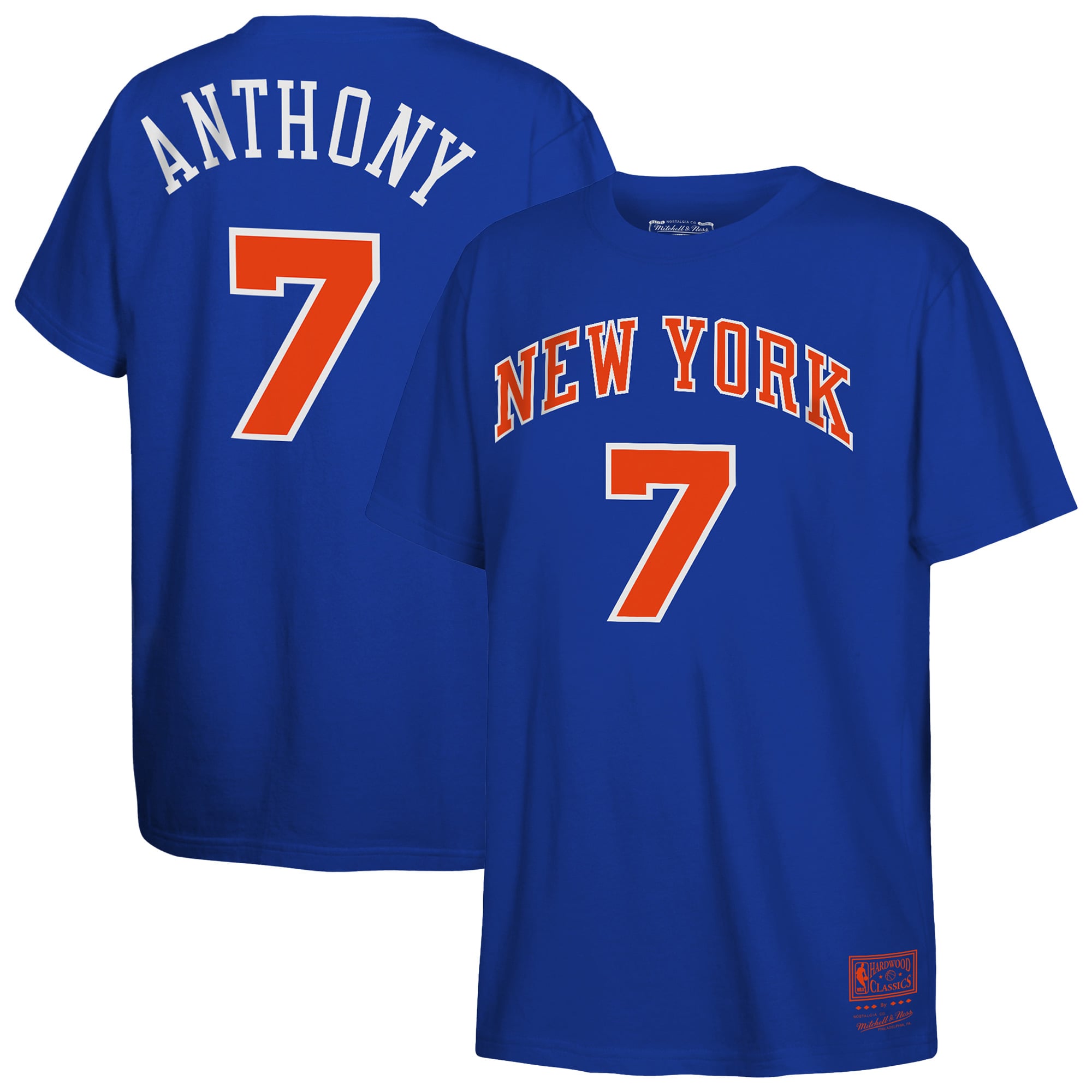 Youth Mitchell & Ness Carmelo Anthony Blue New York Knicks Hardwood Classics Name & Number T-Shirt