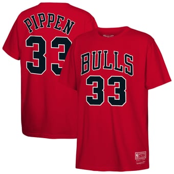 Youth Mitchell & Ness Scottie Pippen Red Chicago Bulls Hardwood Classics Name & Number T-Shirt