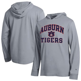 Men's Champion  Heather Gray Auburn Tigers High Motor All-Star Long Sleeve Hooded T-Shirt