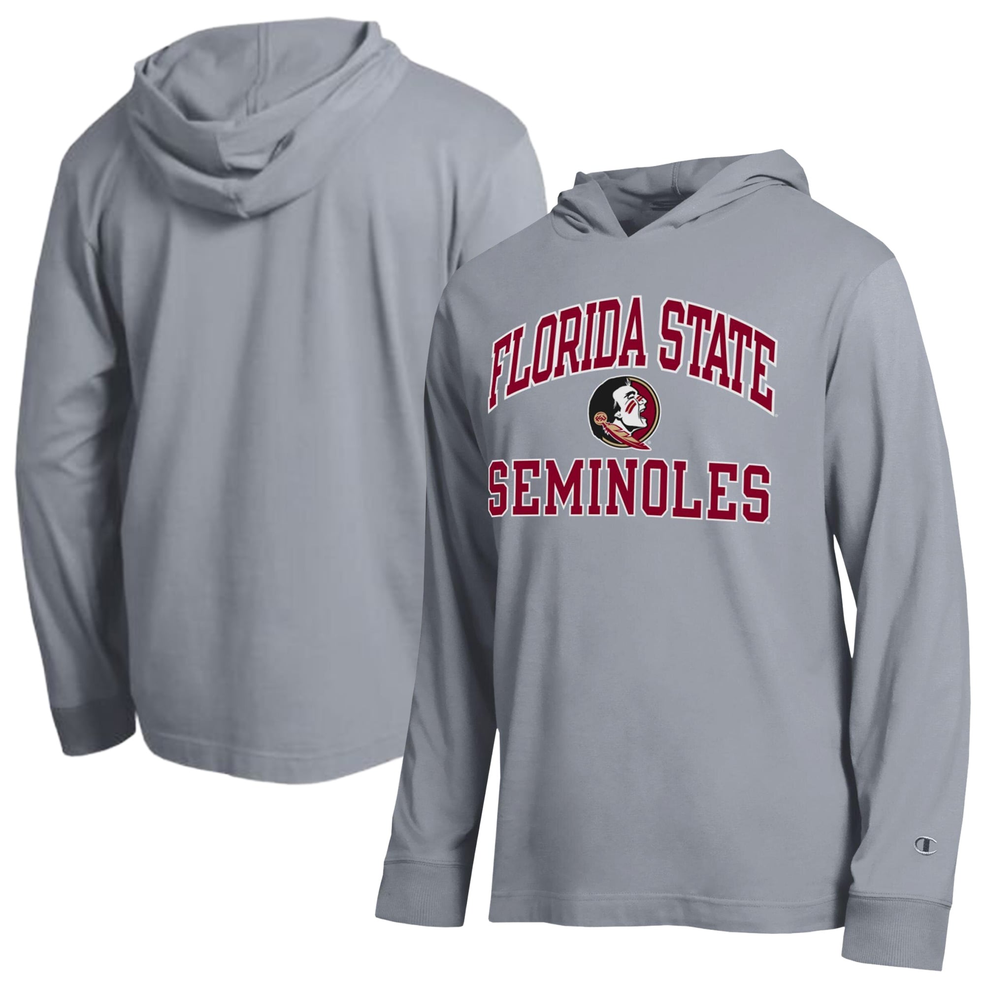 Men's Champion  Heather Gray Florida State Seminoles High Motor All-Star Long Sleeve Hooded T-Shirt