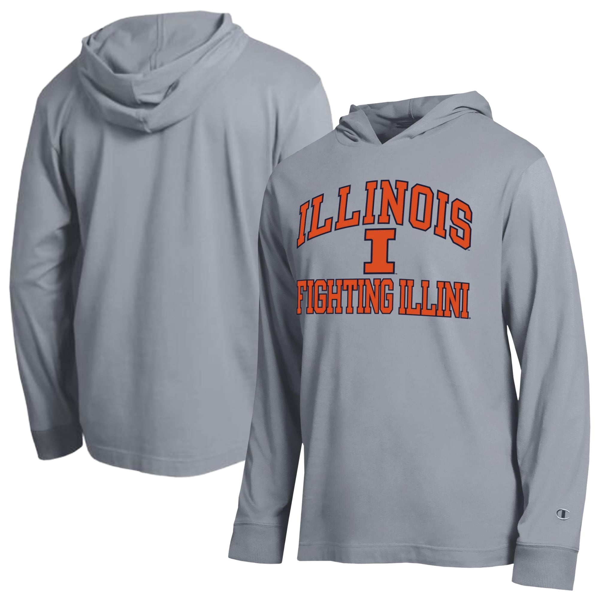 Men's Champion  Heather Gray Illinois Fighting Illini High Motor All-Star Long Sleeve Hooded T-Shirt