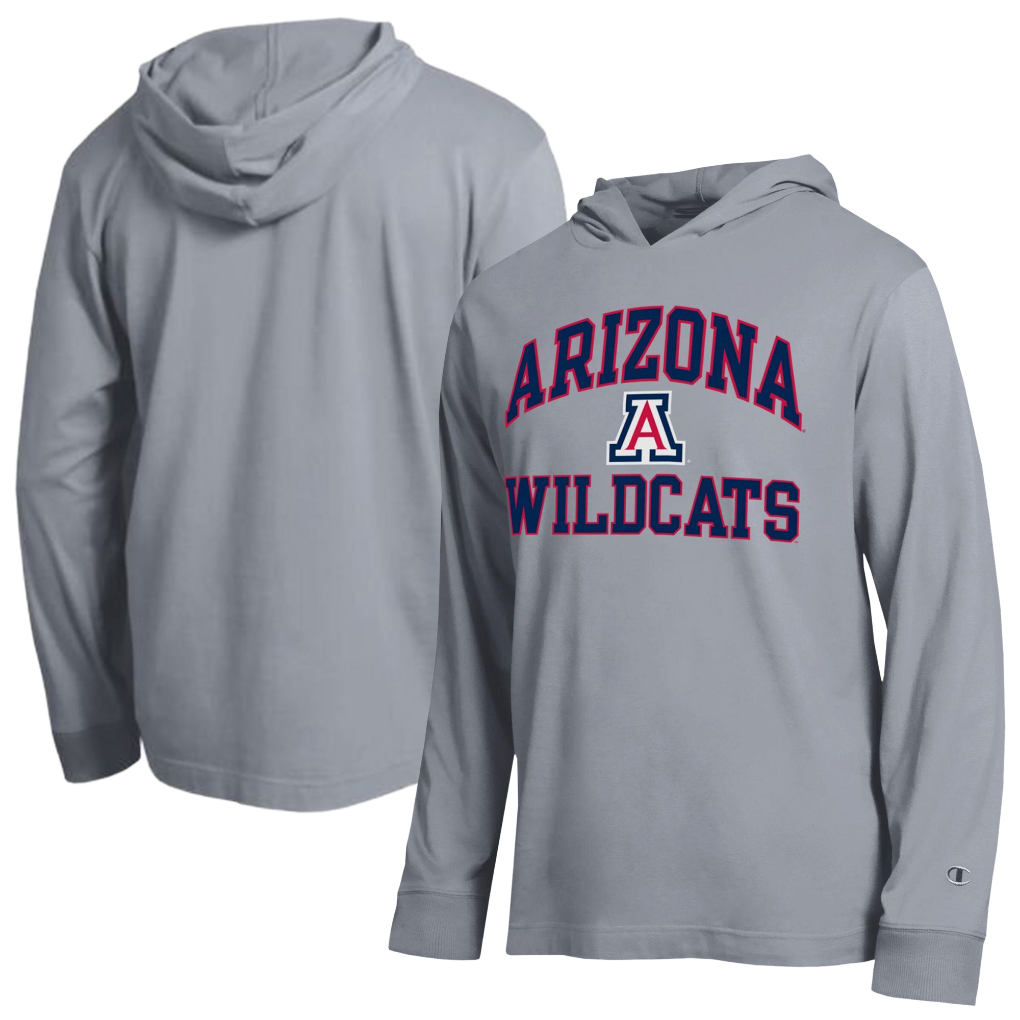 Men's Champion  Heather Gray Arizona Wildcats High Motor All-Star Long Sleeve Hooded T-Shirt