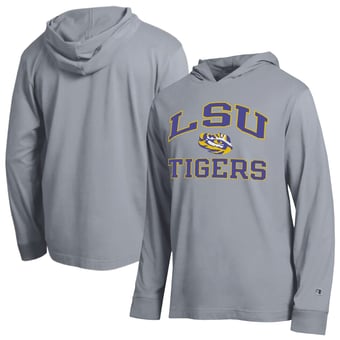 Men's Champion  Heather Gray LSU Tigers High Motor All-Star Long Sleeve Hooded T-Shirt