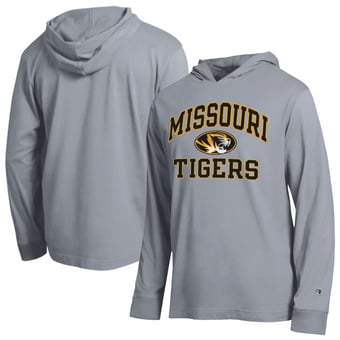 Men's Champion  Heather Gray Missouri Tigers High Motor All-Star Long Sleeve Hooded T-Shirt
