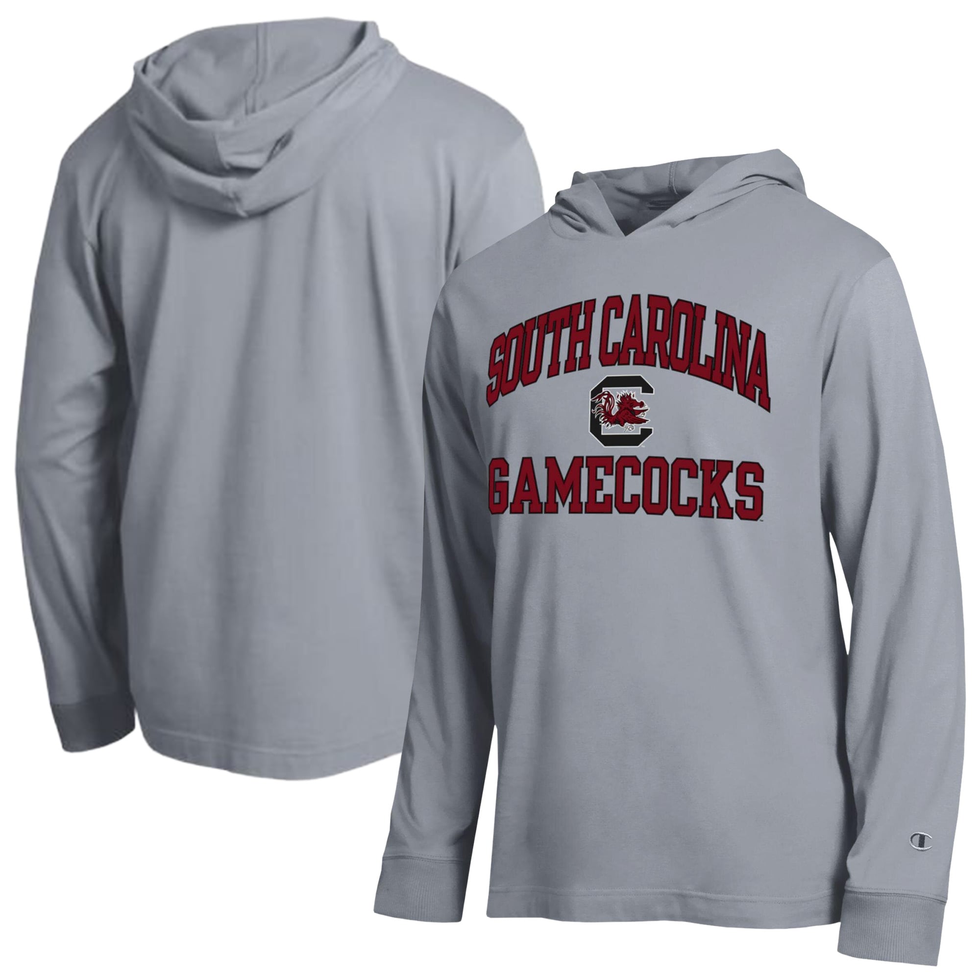 Men's Champion  Heather Gray South Carolina Gamecocks High Motor All-Star Long Sleeve Hooded T-Shirt