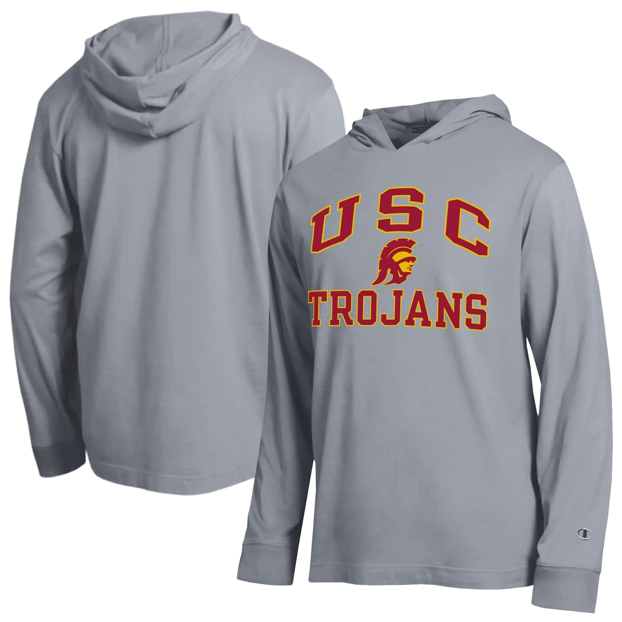 Men's Champion  Heather Gray USC Trojans High Motor All-Star Long Sleeve Hooded T-Shirt