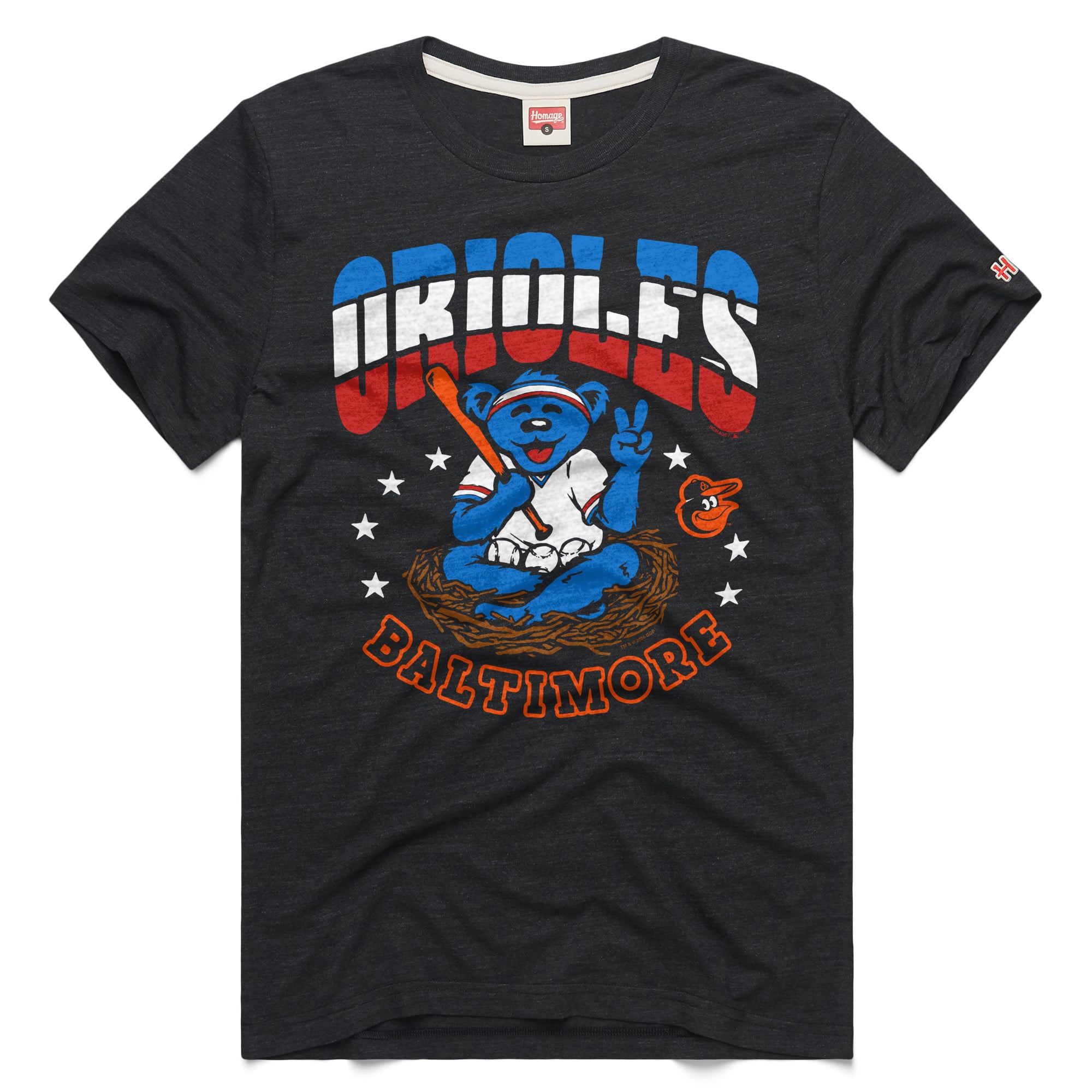 Unisex Homage  Charcoal Baltimore Orioles MLB x Grateful Dead x Americana Tri-Blend T-Shirt