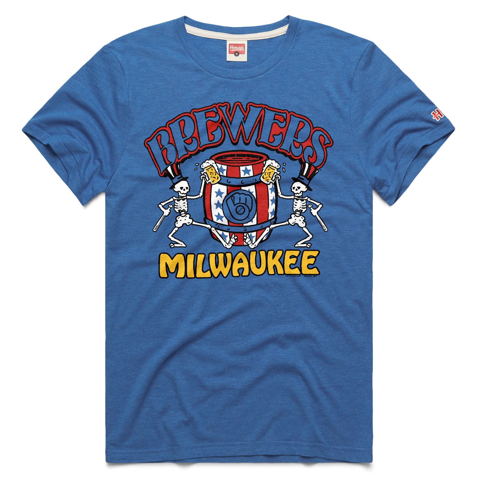 Unisex Homage Royal Milwaukee Brewers MLB x Grateful Dead x Americana Tri-Blend T-Shirt