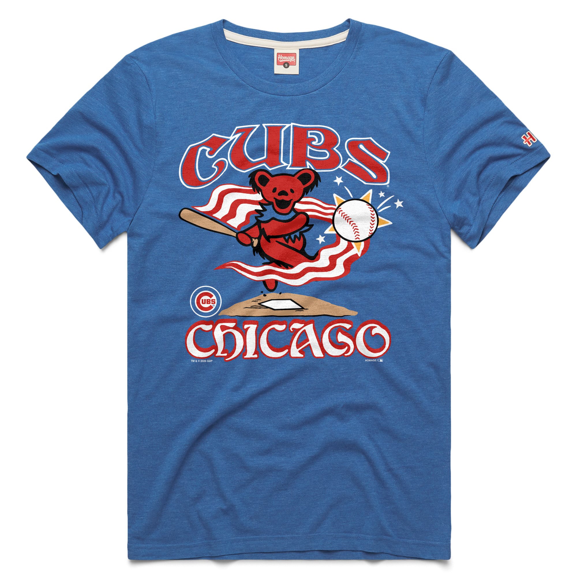 Unisex Homage Royal Chicago Cubs MLB x Grateful Dead x Americana Tri-Blend T-Shirt