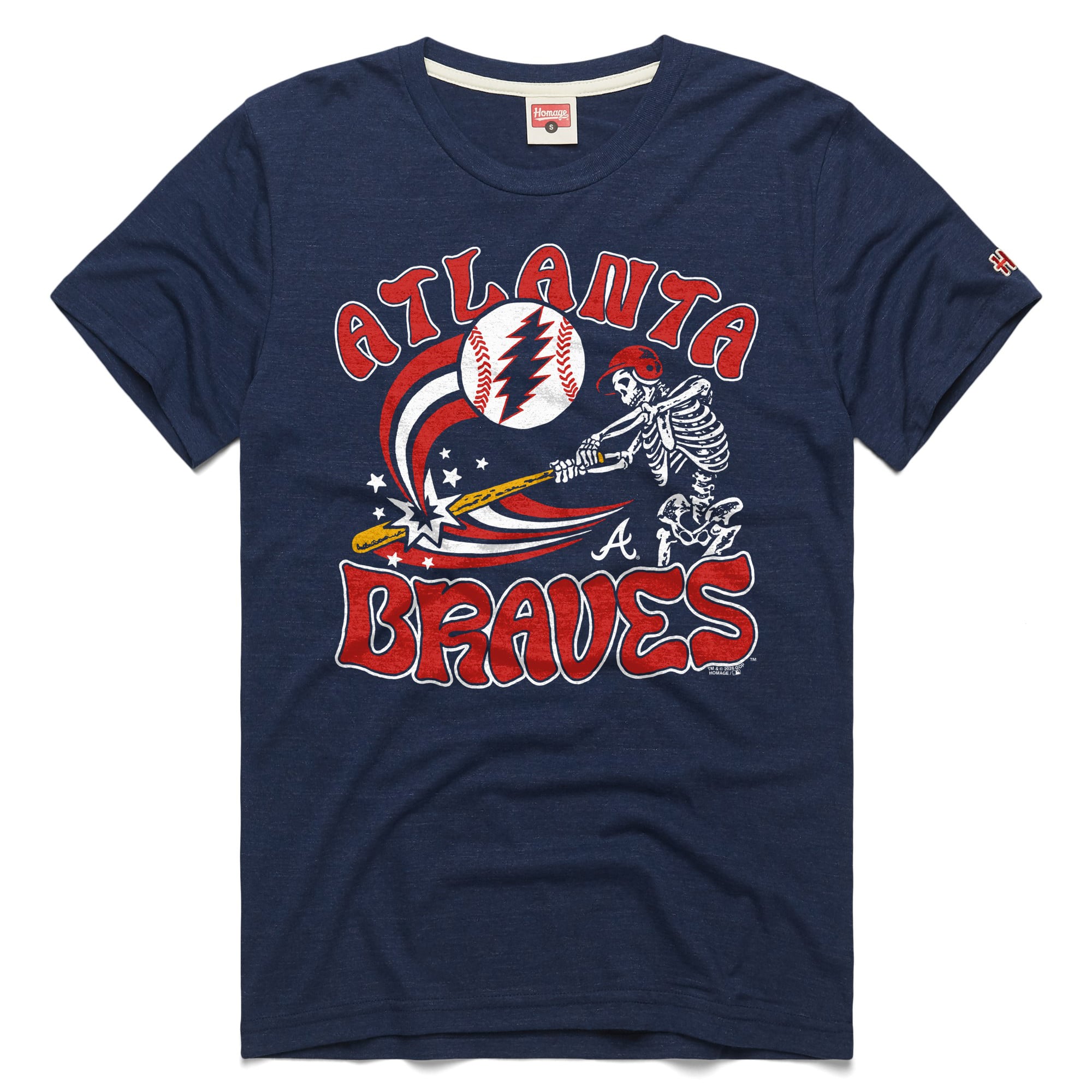 Unisex Homage  Navy Atlanta Braves MLB x Grateful Dead x Americana Tri-Blend T-Shirt