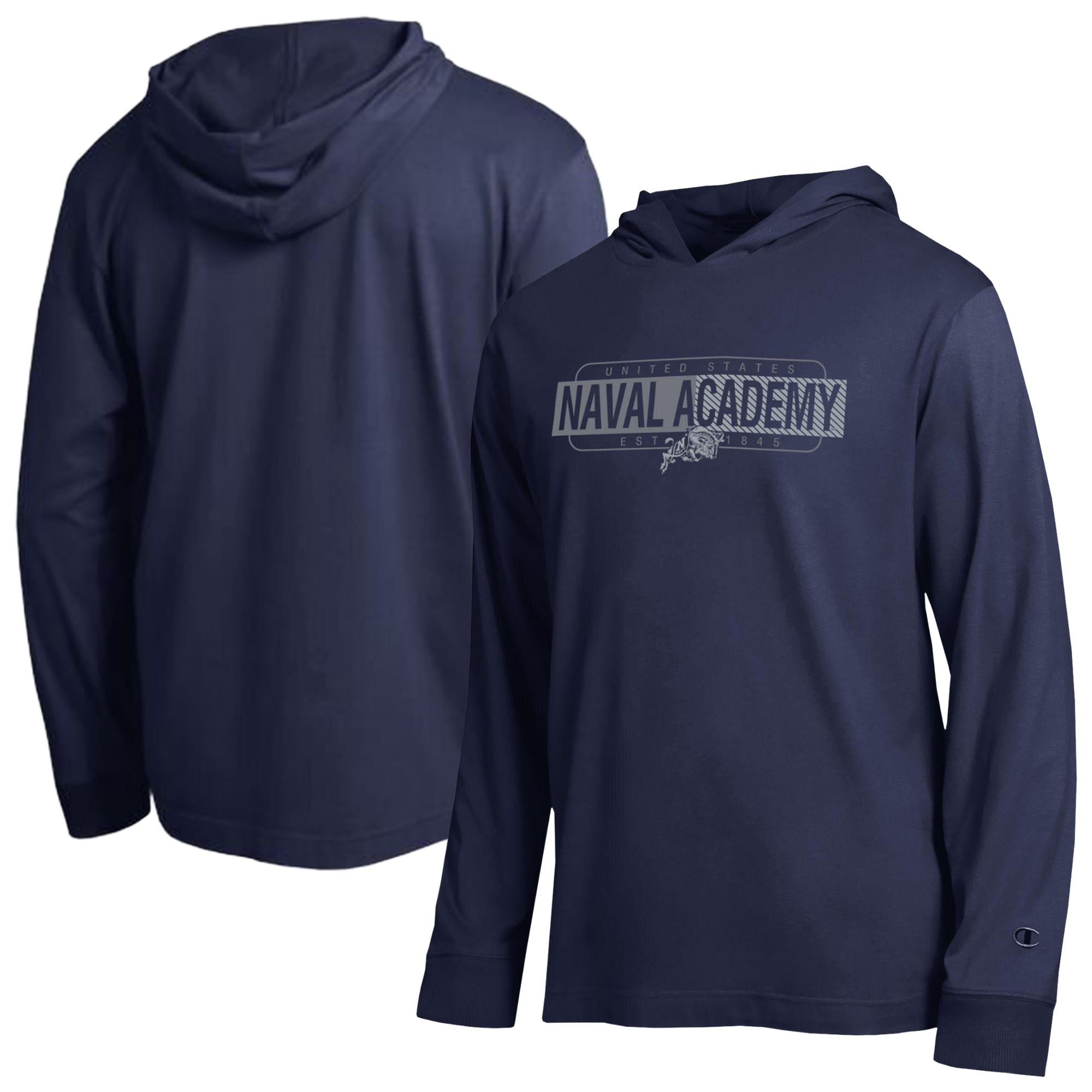 Men's Champion  Navy Navy Midshipmen Gradient All-Star Long Sleeve Hooded T-Shirt