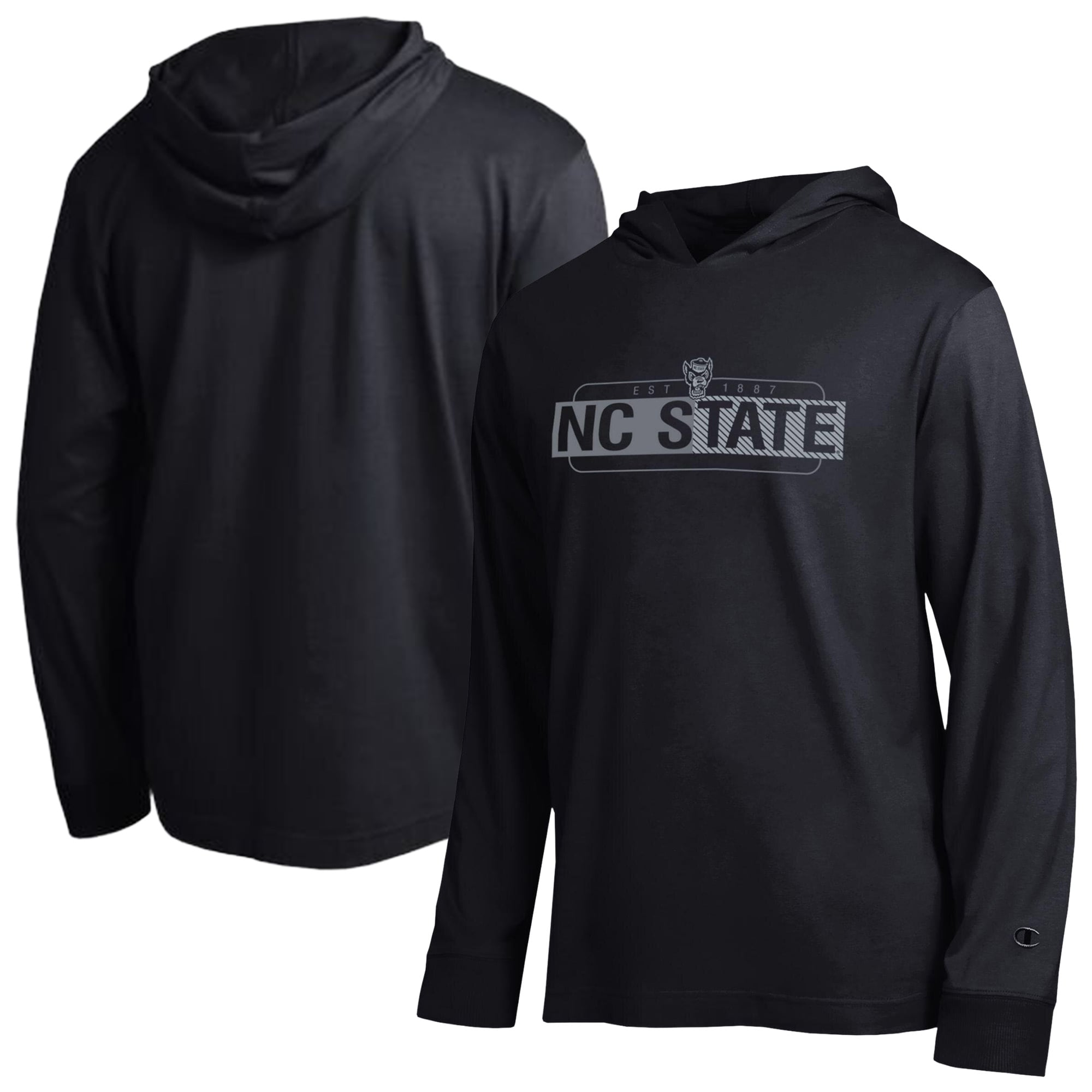 Men's Champion  Black NC State Wolfpack Gradient All-Star Long Sleeve Hooded T-Shirt