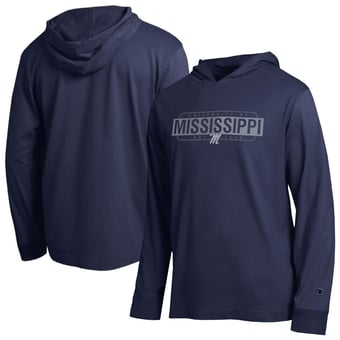 Men's Champion  Navy Ole Miss Rebels Gradient All-Star Long Sleeve Hooded T-Shirt