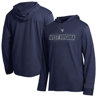 Men's Champion  Navy West Virginia Mountaineers Gradient All-Star Long Sleeve Hooded T-Shirt