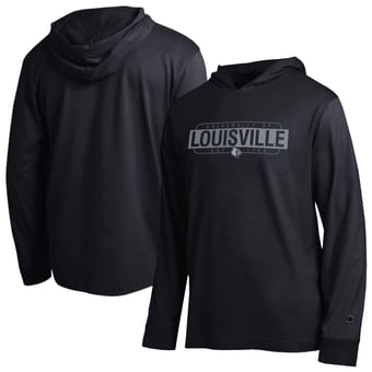 Men's Champion  Black Louisville Cardinals Gradient All-Star Long Sleeve Hooded T-Shirt