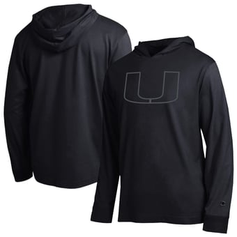 Men's Champion  Black Miami Hurricanes Tonal All-Star Long Sleeve Hooded T-Shirt