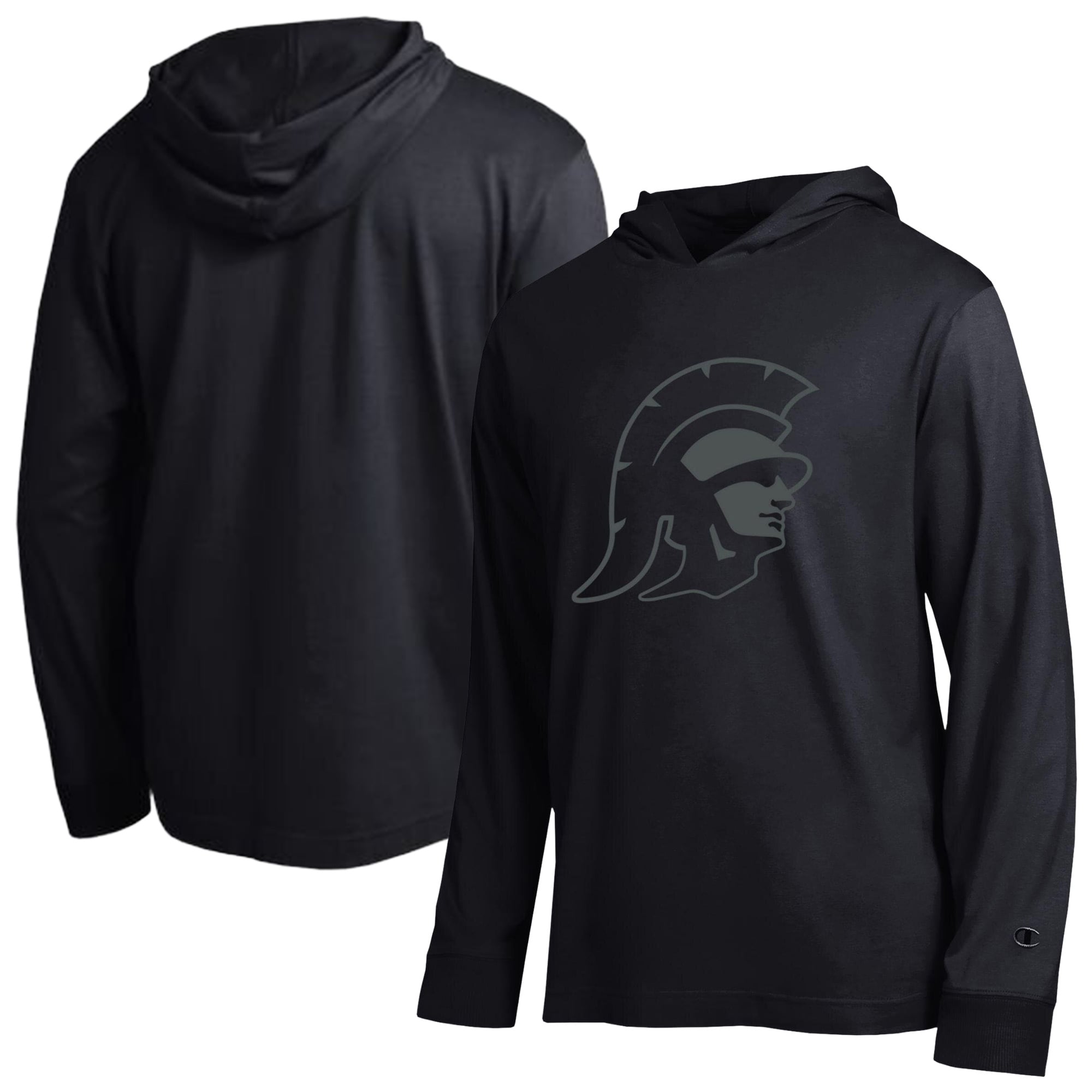 Men's Champion  Black USC Trojans Tonal All Star Long Sleeve Hooded T-Shirt