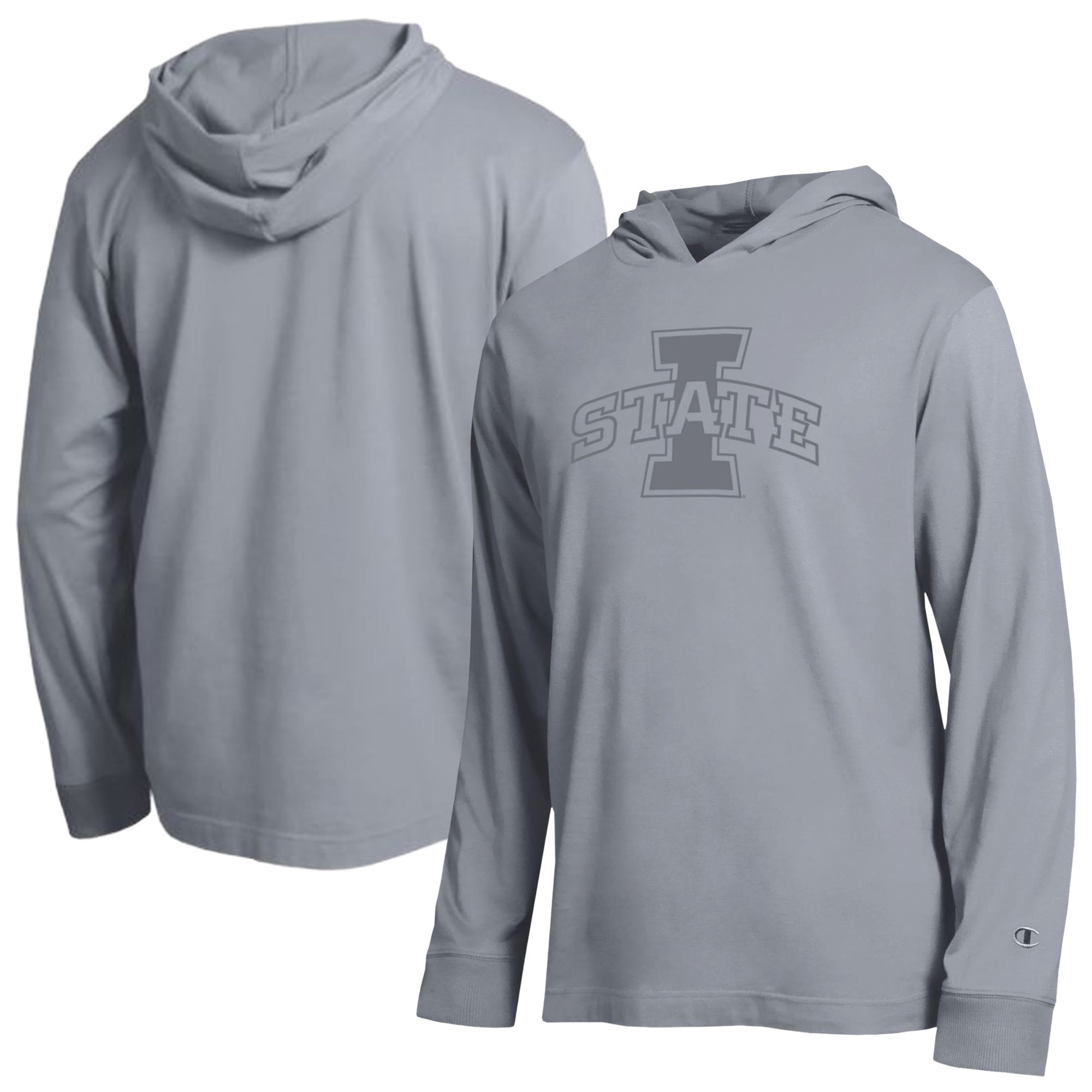 Men's Champion  Gray Iowa State Cyclones Tonal All Star Long Sleeve Hooded T-Shirt