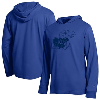 Men's Champion  Royal Kansas Jayhawks Tonal All-Star Long Sleeve Hooded T-Shirt
