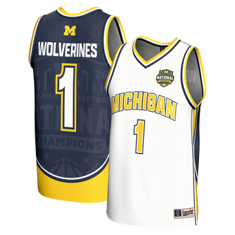 Unisex GameDay Greats  White Michigan Wolverines 2026 NCAA Men's Basketball National Champions #1 Commemorative Fashion Jersey